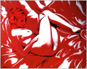 "Red Silk", acrylic painting